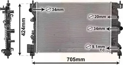 Produktbild von VAN WEZEL 37002666 Kühler Wasserkühler Motorkühler für OPEL Mokka / Mokka X (J13) für CHEVROLET AVEO Schrägheck (T300)