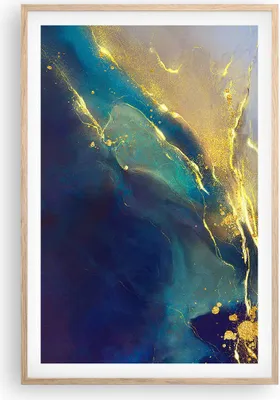 Produktbild von Gerahmtes Poster - Rahmen in heller Eiche - Gold Granate Abstraktion - 61x91,5 cm - Wand Bild - Wanddeko - Wandbilder - Kunstposter - Wandposter - Bilderrahmen - Bilder - Kunstdruck - P2NPA61x91-4753