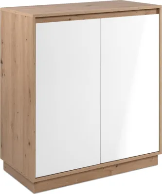 Produktbild von Kommode >Lindenau< in Nachbildung Artisan Eiche/weiß hochglanz - 79x88x40 (BxHxT)