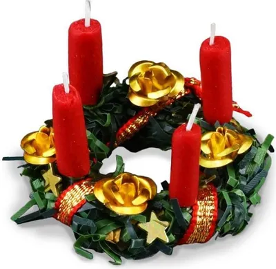 Image de Couronne de l'Avent miniature avec des bougies rouges, décoration de Noël, 4 cm
