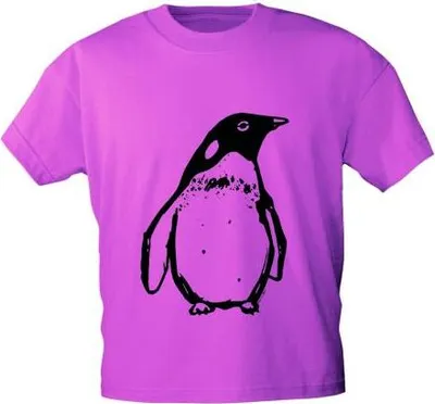 Produktbild von Kinder T-Shirt mit Print - Pinguin - in 2 Farben - 12448 - Gr. 86-164 Color - Fuchsia Größe - 152/164