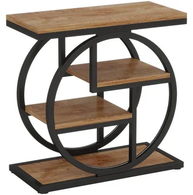 Image de Table d'appoint à 4 étages HOGA-RY0109, 29,8 x 61,9 x 61,9 cm, noir/marron