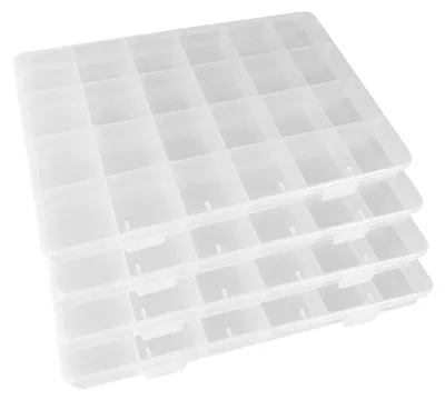 Imagen del producto de 4 cajas transparentes para clasificar piezas pequeñas, organizador de joyas con 24 compartimentos