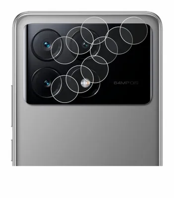 The back of a smartphone with a camera module and protective lens covers.