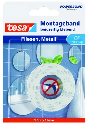 Produktbild von Tesa 77744-00000 - Montageband - Weiß - 1,5 m - Indoor - Glas - Metall - Kunststoff - 19 mm