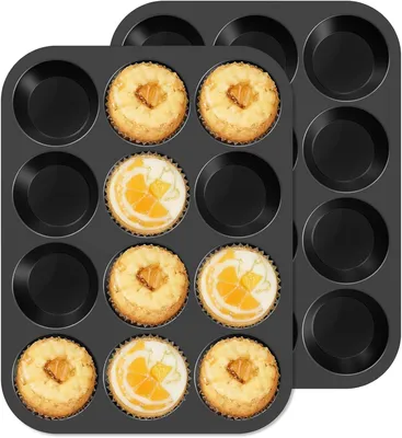 Immagine prodotto di Ankway, 2 teglie per muffin, antiaderenti, per 12 muffin ciascuna. Teglie in silicone per muffin