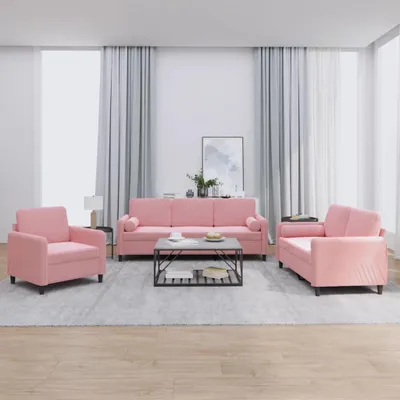 Obrázok produktu pre vidaXL 3-dielna sedacia súprava s vankúšom Pink Velvet