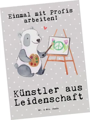 Produktbild von Mr. & Mrs. Panda Grußkarte Künstler Leidenschaft - Grau Pastell - Geschenk, Postkarten, Maler, Postkarte, Spruch, Lustig, bildkarte, Ansichtskarte, Ansichtskarten
