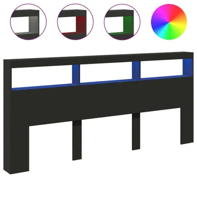 Produktbild von vidaXL LED-Kopfteil mit Ablagen Schwarz 220x17x102 cm