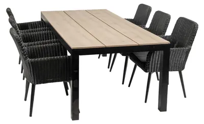 Produktbild von 7-teiliges Gartenset | 6 Pisa Gartenstühle | Limasol Gartentisch | 225 cm