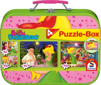 Produktbild von 2 x 60 + 2 x 100 Teile Schmidt Spiele Kinder Puzzle Bibi Blocksberg Koffer 55595