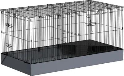 Obrázek produktu pro Klec pro malá zvířata a hlodavce - 2 v 1 - Odnímatelné víko - Kov - 121 x 61 x 61 cm - Černá barva
