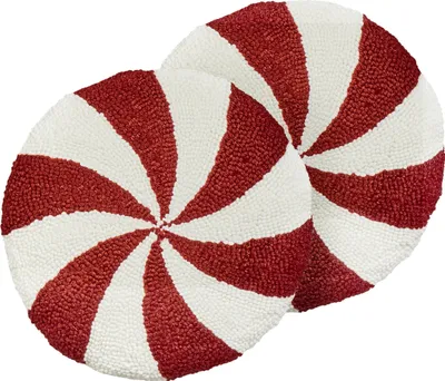 Zdjęcie produktu dla BELIANI Komplet 2 poduszek czerwono-białe 40 cm okrągłe ozdoby akcesoria