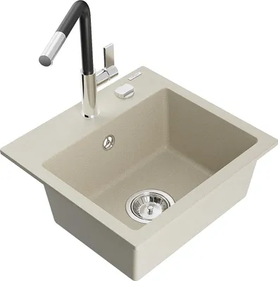 Immagine prodotto di Mexen Milo lavello in granito a 1 vasca con rubinetto da cucina Flora, beige - 6505-69-670401-07