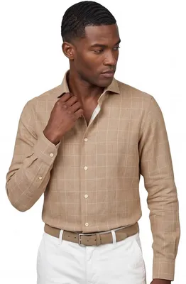 Produktbild von John Miller Hemd braun kariert Tailored Fit Baumwolle
