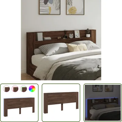 Produktbild von The Living Store LED-Kopfteil mit Ablage Braun Eichen-Optik 220x16,5x103,5 cm