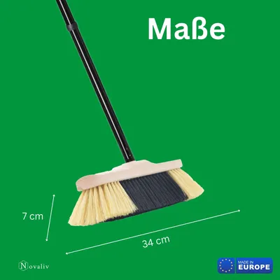 Obrázok produktu pre Novaliv SET 2 izbových metiel s rukoväťou robustné DOBRÉ UMELÉ ŠETRINY metla s mäkkými štetinami husto plnená skrinka metla drevená metla 4 ks zásuvná rukoväť metla s umelými štetinami metla na laminát a parkety metla do salónu
