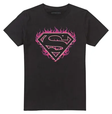 Image de Superman - T-shirt "Fuchsia Flames" pour hommes/femmes, modèle unie, référence TV41026 (4XL) (noir)