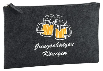 Produktbild von Huuraa Kulturbeutel Jungschützenkönigin Schützenfest 1 Liter Charcoal Filz Kosmetiktasche Geschenkidee