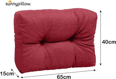 Produktbild von sunnypillow Palettenkissen für Gartenmöbel - Rückenkissen 65 x 40 cm - Rückenpolster für Bett und Sofa - Palettenpolster für Palettenmöbel - Gesteppte Gartenkissen - Rückenlehne, Seitenkissen Rot