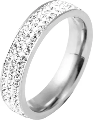 Produktbild von Damenring Fingerring Ring Edelstahl silberfarben Ringgröße 60 Steinbesatz