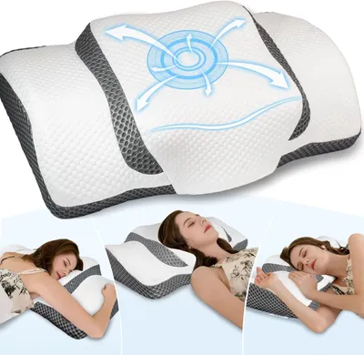 Produktbild von Kopfkissen Memory Foam Kissen, Ergonomisches Kopfkissen Orthopädische Kissen, Nackenkissen für Erwachsene, Männer, Frauen
