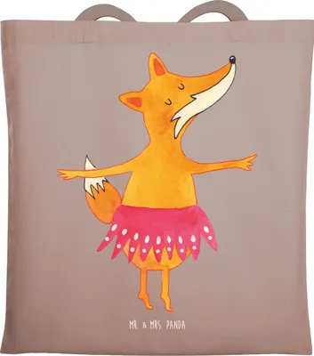 Produktbild von Mr. & Mrs. Panda Tote Bag Fuchs Ballerina - Braun Pastell - Geschenk, Shopping Tasche, Geburtstag, Beutel, Party, Jutebeutel, Büchertasche, Tänzer