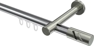 Produktbild von Interdeco Innenlaufstange / Gardinenstange mit Innenlauf Chrom / Edelstahl-Optik, Typ Prestige Zoena (Glitzerzylinder), 20 mm Ø 1-läufig, 120 cm