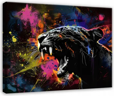 Obrázek produktu pro Obrazy na plátně Nástěnné umění 120x80 cm XXL Moderní plátno Obrazy na plátně Abstraktní zvířata černá