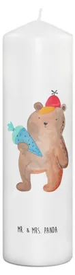 Produktbild von Mr. & Mrs. Panda Kerze Bär Schultüte 29 x 8 cm XL - Weiß - Geschenk, Stumpenkerze, Wachskerze, Einschulung, Schulbeginn, Erster Schultag, Erinnerungskerze, Teddy