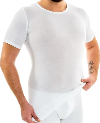 Herren extralanges kurzarm Shirt Rundhals weiß
