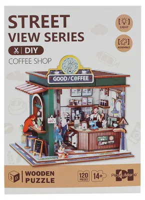 Produktbild von Van Manen Holz-Bausatz Coffee Shop mit Licht - DIY Modellbau Set