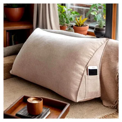Produktbild von Bettkeilkissen zum Schlafen, 60x35x20cm weiche Keilkissen -Stützkissen für Sofa, Rückenpositionierungskissen mit Seitenpocke für Couchsofa