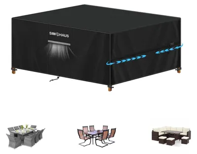 Productafbeelding van Beschermhoes voor tuinmeubels, winterbestendig, waterdicht, 420D Oxford, 180x130x90 cm, zwart