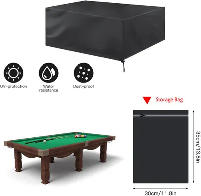 Image de couverture de table de billard étanche de 9ft, piscine pliable, anti-poussière, résistante à l'humidité, durable, housse de protection de meubles en oxford pour l'intérieur et l'extérieur