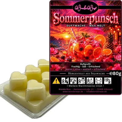 Produktbild von WonderWax Duftwachs Wax Melts für Duftlampe, 6 Herzen Duftmelt Wachsmelt Sojawachs Duftwachs Würfel für Raumdüfte, Wachs Duftöl Winter Indoor Schmelzen für Aromalampe Sommerpunsch