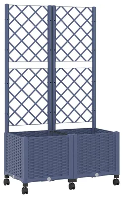 Produktbild von vidaXL Pflanzkübel mit Spalier und Rädern Blaugrau 80 x 40 x 146 cm PP