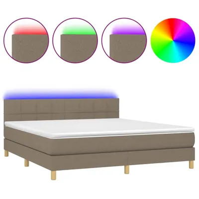 Produktbild von Boxspringbett mit Matratze & LED Taupe 180x200 cm Stoff