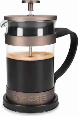 Produktbild von Navaris Konvice na french press kávu ze skla a oceli - 600ml konvice z nerezové oceli a borosilikátového skla - Retro konvice s filtrem