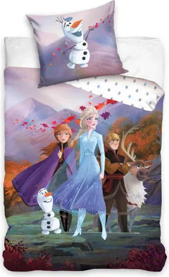 A bedding set featuring characters from Disney's Frozen.