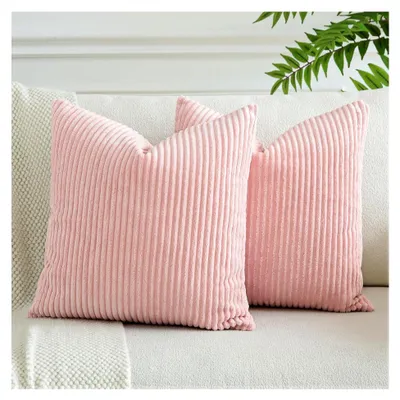 Produktbild von 2er Set Kissenbezüge aus Cord für dekorative Sofakissen 40x40cm in Rosa