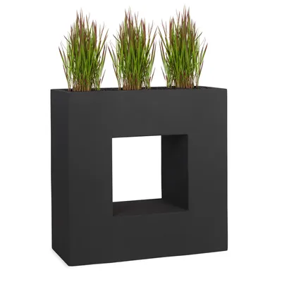 Produktbild von PFLANZWERK® Hochbeet Pflanzkübel VISTA 66cm ANTHRAZIT Premium Blumenkübel Fiberglas Lotus-Effekt Fiberglas - Frostbeständig - Handgefertigt -
