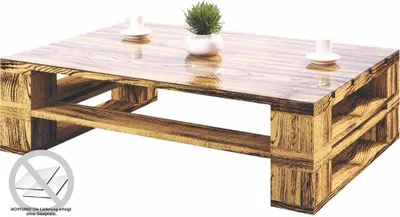 Produktbild von Lermowood Palettenmöbel Mp Couchtisch 120 x 80 x 40 cm Geflammt | Europaletten Indoor und Outdoor Lounge Gartenmöbel Holz Gartenmöbel Set Lounge Möbel Terrasse Balkon Loft Stil Paletten