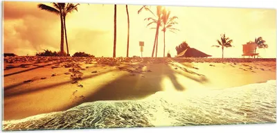 Produktbild von Bilder auf glas - Strand Meer Palme - 100x40cm - Glasbilder - Wandbilder - Kunstdruck - zum Aufhängen bereit - Wanddekoration aus Glas - Glas Bilder - Wandbild auf Glas - Einteilig - GAB100x40-3609