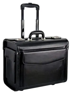Produktbild von Pilotenkoffer - Trolley - Echtleder, Schwarz, 45 x 36 x 24 cm