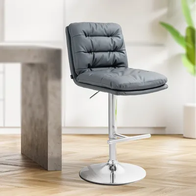 Produktbild von Barhocker HLO-CP246 Kunstleder chrom  grau
