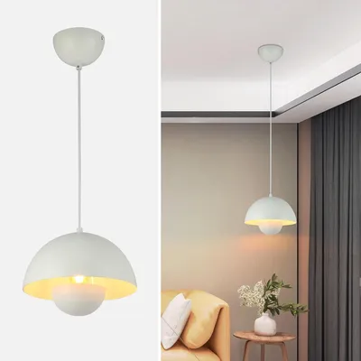 Productafbeelding van Witte kroonluchter met bloemenmotief, E27, hanglamp voor de slaapkamer met bloempotdesign