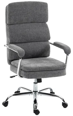 Zdjęcie produktu dla Krzesło biurowe - Ergonomiczne krzesło do biurka - Obicie z tkaniny typu chenille - Regulacja wysokości - Obrotowe - Podłokietniki - Mechanizm bujania - Szare