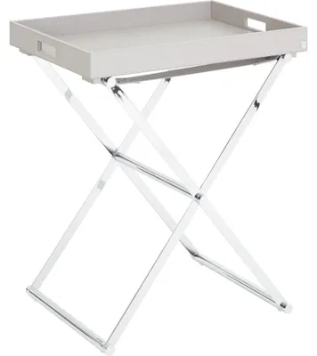 Klappbarer Beistelltisch mit Tablett, 66x47x68 cm, grau/chrom