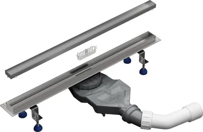 Produktbild von Aquabad Slim Pro Duschrinne 70cm mit befliesbarer Blende, inkl. Haarsieb und Viega Ablaufgarnitur
